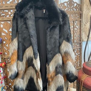 Free People Multicolor Faux Fur Teddy Jacket